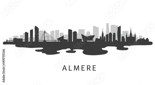 Almere Skyline with Netherlands Cityscape, and Urban Vector.