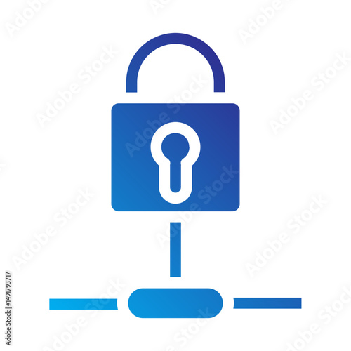 Padlock connected to network symbolizing secure access
