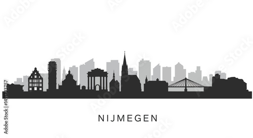 Nijmegen Skyline with Netherlands Cityscape, and Vector Illustration.