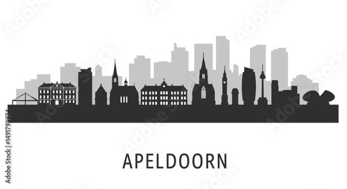 Apeldoorn Skyline with Netherlands Cityscape Silhouette.