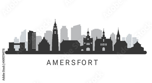 Amersfoort Skyline with Netherlands Cityscape, and Vector Illustration.