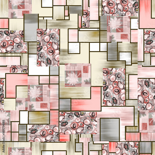 seamless pattern with pictures of flowers