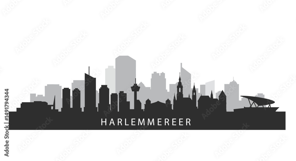 Naklejka premium Haarlemmeer Skyline with Netherlands Cityscape, and Vector Illustration.