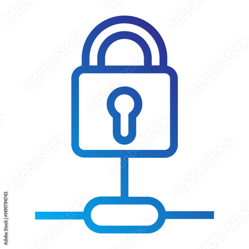 Padlock connected to network symbolizing secure access