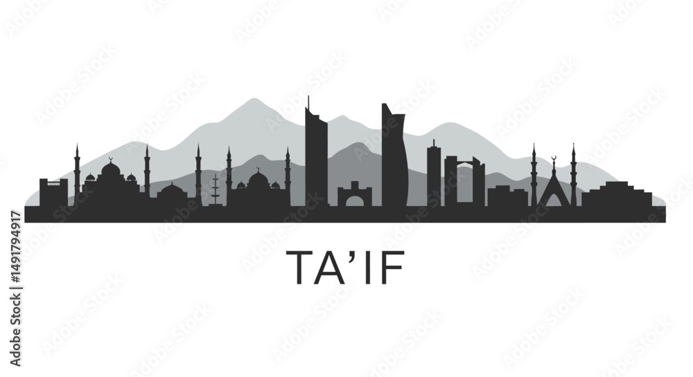 Obraz premium Taif City Skyline with Saudi Arabia, and Mountain Landscape.