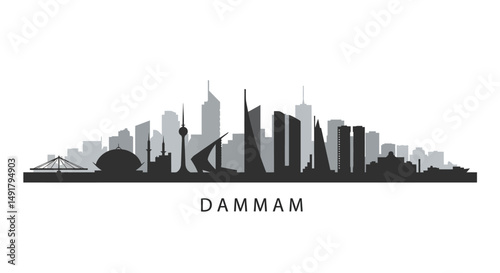 Dammam Skyline with Saudi Arabia, and Cityscape Silhouette.