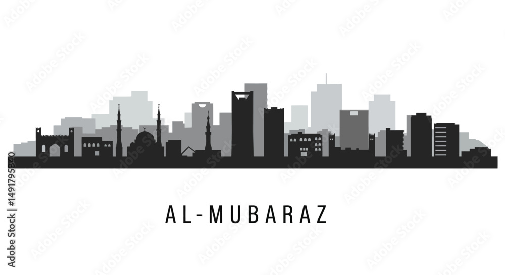 Naklejka premium AlMubaraz Skyline with Saudi Arabia, Cityscape, and Vector.