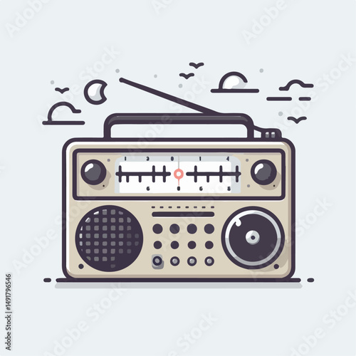 retro radio isolated on white