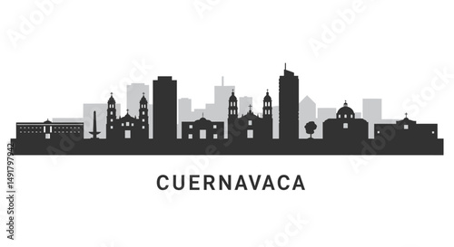 Cuernavaca Skyline Silhouette Mexico Vector.