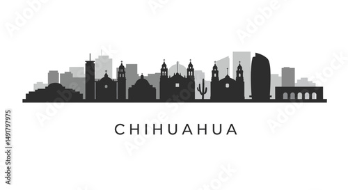 Chihuahua Skyline Mexico Cityscape Silhouette. (1)