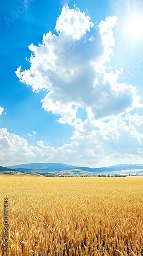 Golden field under a vibrant sky