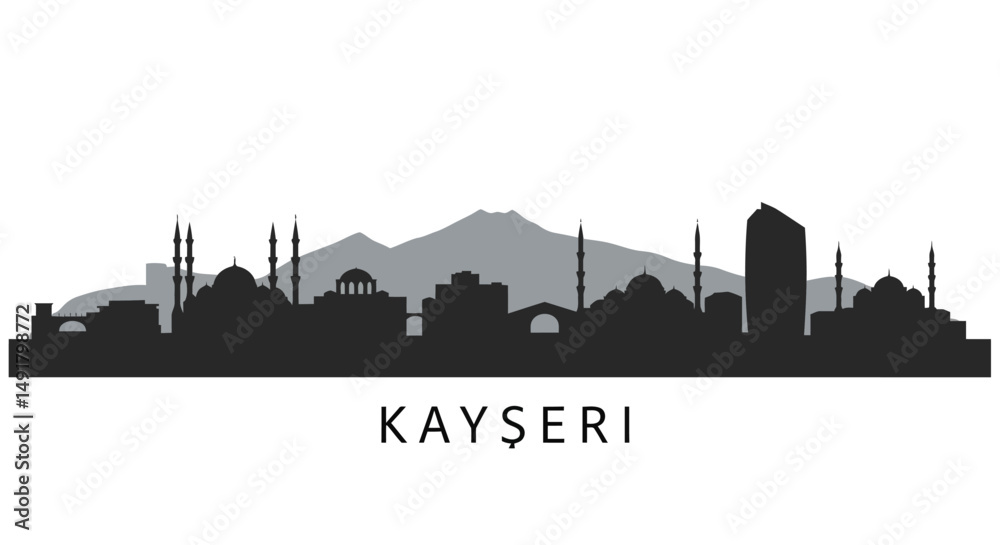 Fototapeta premium Kayseri Skyline with Turkey Cityscape, and Vector Illustration.