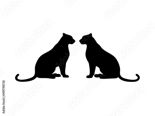 Two Panthers Sitting Silhouettes