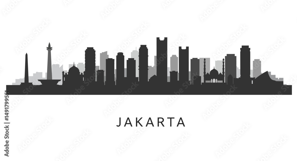 Naklejka premium Jakarta Skyline Silhouette.