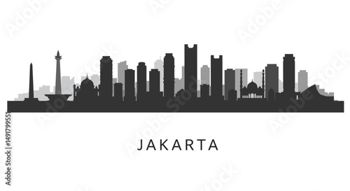 Jakarta Skyline Silhouette.