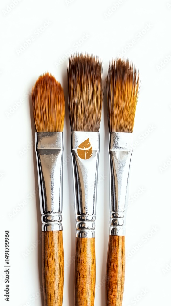 Fototapeta premium A realistic paintbrush set mockup with a branded logo on a white background
