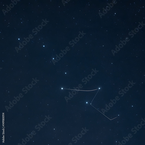 Night sky with Ursa Major and Big Dipper constellation highlighted, clear astronomy star chart of famous northern celestial pattern, astrophotography of stars and constellations in deep dark space