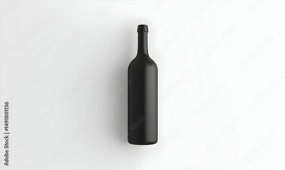 Minimalist Black Wine Bottle on White Background for Elegant Display Minimalist Black Wine Bottle on White Background for Elegant Display