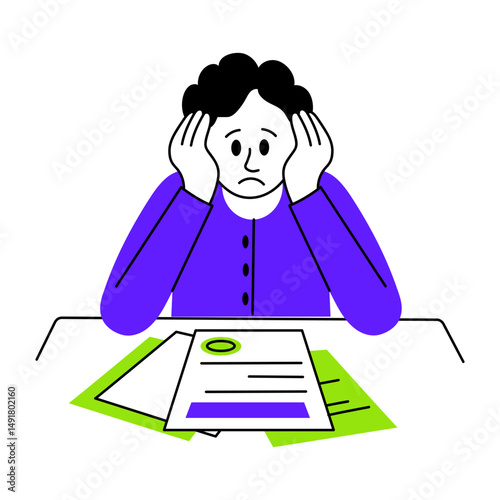 A hand drawn style illustration of overwhelmed 
