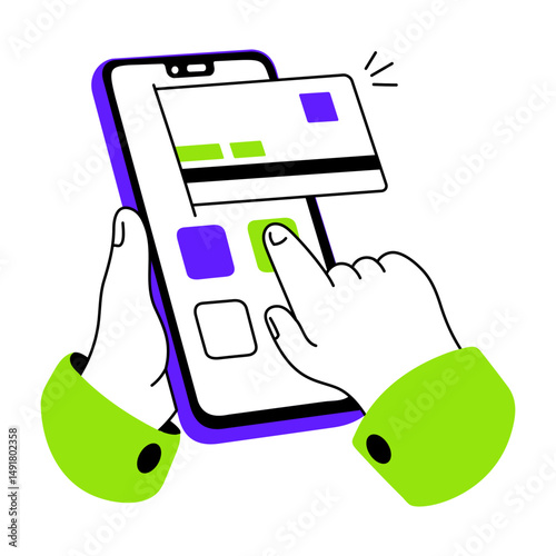 A hand drawn style illustration of mobile banking
