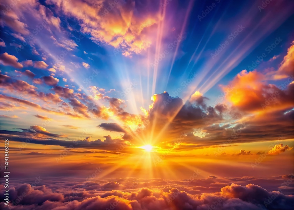 Fototapeta premium Golden Sunrise Rays Pastel Pink Blue Sky 4K Timelapse Stock Photo