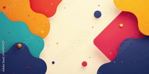 Abstract Colorful Shapes Background Design with Organic Forms and Floating Elements