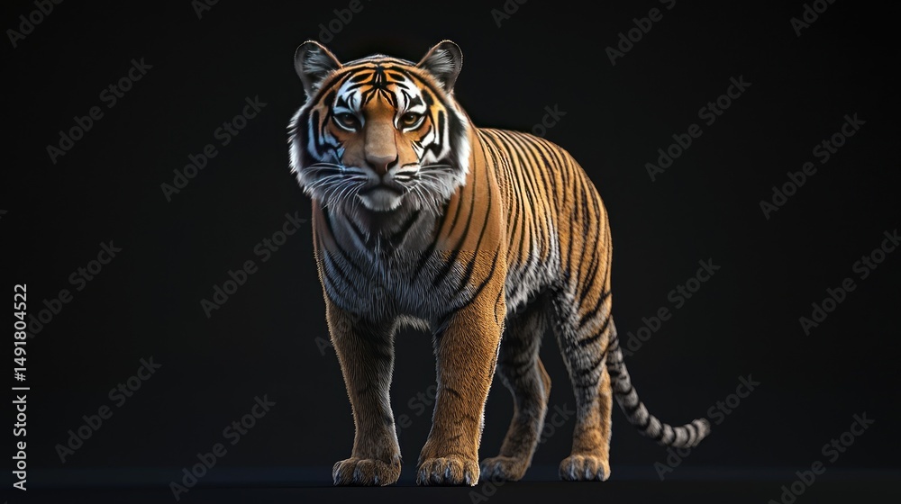 Obraz premium Feline predator against a black backdrop.