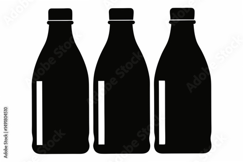 3 set soda bottle  silhouette vector
