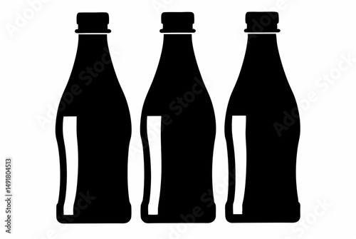 3 set soda bottle  silhouette vector