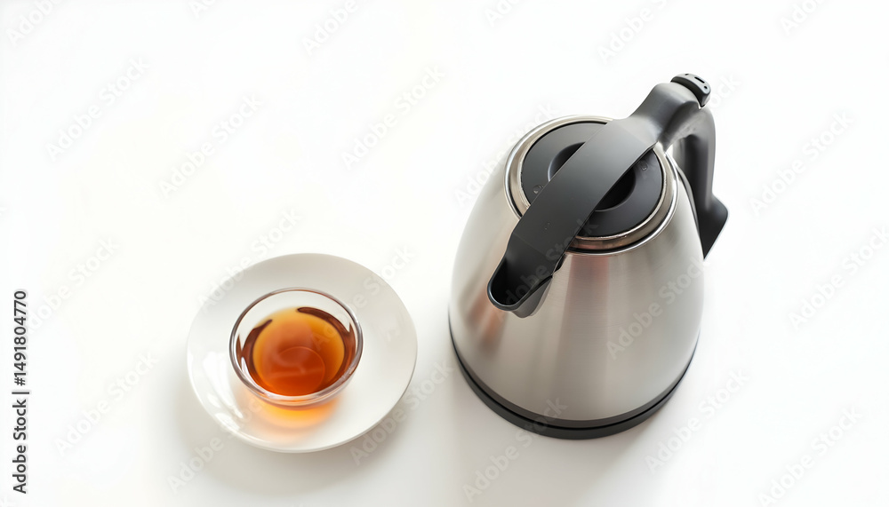 Pouring Tea From Kettle Into Glass Cup on White Surface Pouring Tea From Kettle Into Glass Cup on White Surface