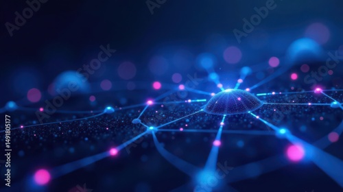 Abstract Network Connections A Digital Constellation of Interlinked Nodes and Glowing Pathways
