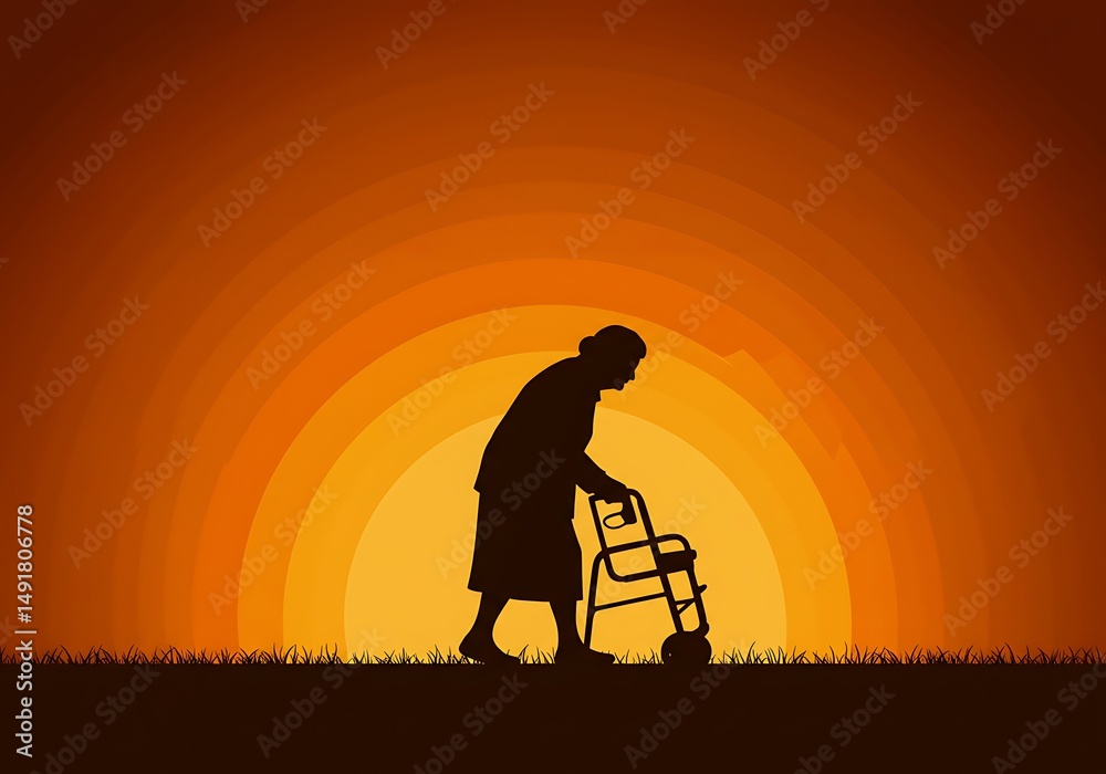 Fototapeta premium Sunset Stroll AI Generated