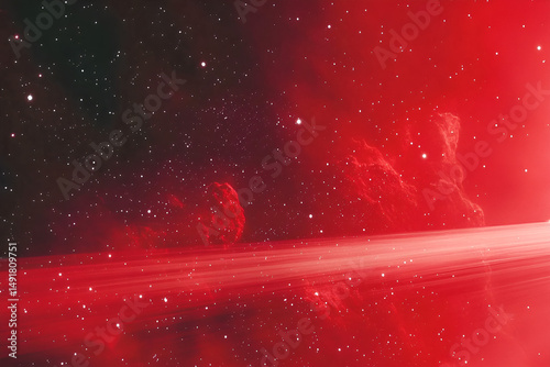 Red space nebula and stars abstract background rendering with dramatic lighting in a cosmic universe