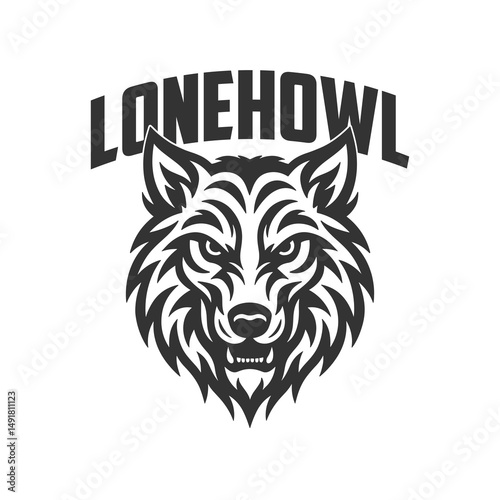 Wolf Head Tribal Logo Branding with Fierce Expression Vector Art