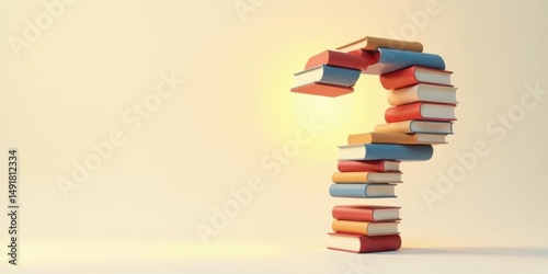 A Stack of Books Forming a Question Mark Symbol  Knowledge, Inquiry, and the Pursuit of Answers