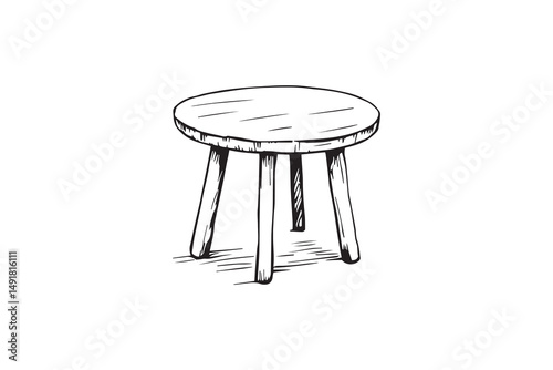 simple wooden table line art and black color