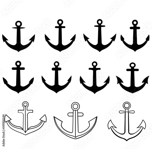 Anchor Nautical silhouette vector illustration