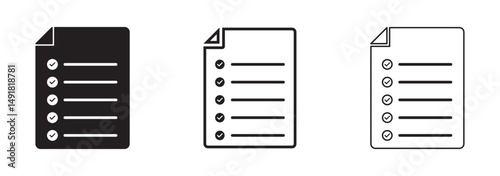 Document Icons with Bullet Points. document icon set vector illustration. Solid and outline icon set.