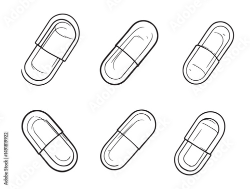modern capsule blister pack line art icon design collection