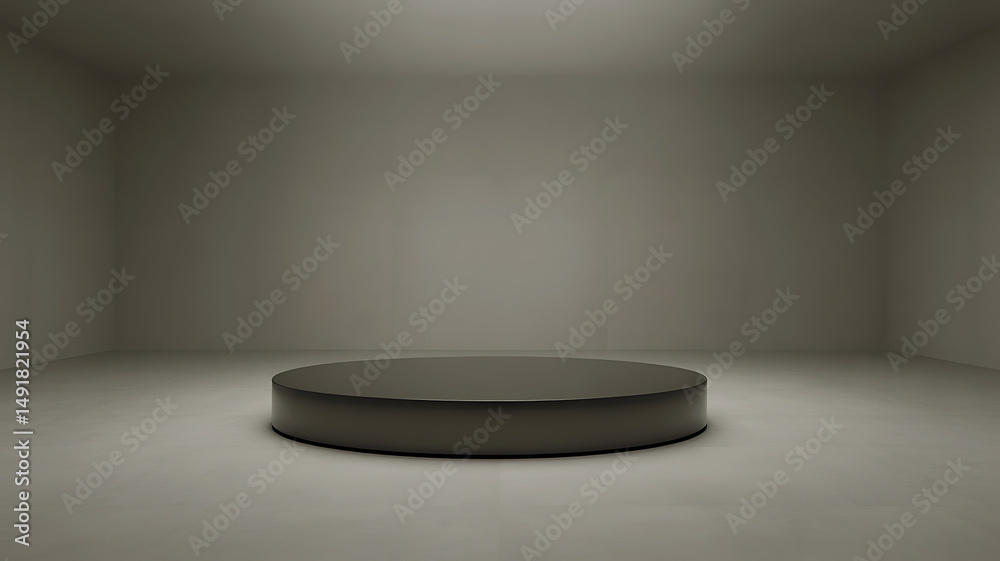 Fototapeta premium Minimalist black round platform empty room
