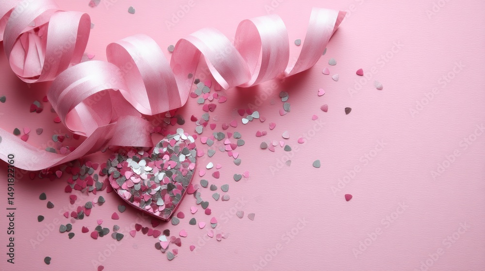 Fototapeta premium Pastel pink heart-shaped decorations