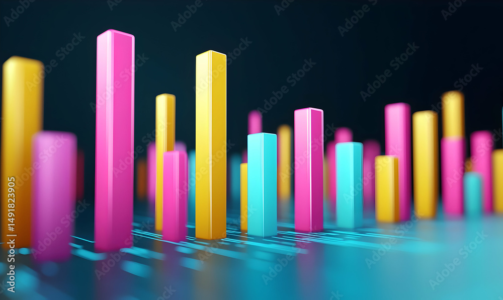 Fototapeta premium Colorful Bar Graph Representation in a Digital Data Visualization Scene