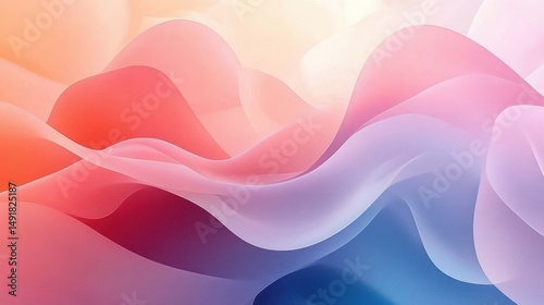 Abstract flowing shapes in soft gradient colors blending pink, purple, blue, and peach creating a smooth and calming visual effect