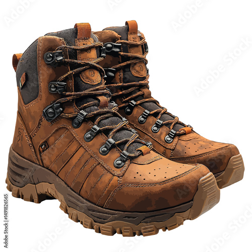 High Quality Brown Leather Hiking Boots Durable Outdoor Trekking Shoes Rugged Comfortable Footwear Mens Fashionable Stylish Adventure Gear Perfect for Travel Exploration Robust Design Premium Material
