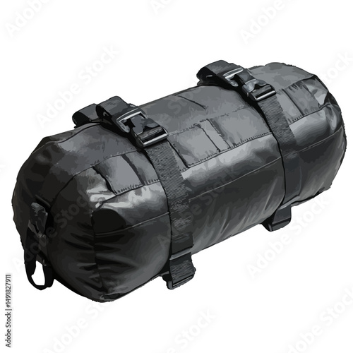 Black Cylindrical Dry Bag Waterproof Travel Gear Durable Outdoor Equipment Strong Straps Secure Closure Reliable Adventure Equipment High Quality Material Rugged Design Perfect for Camping Hiking     