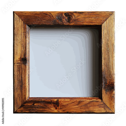 Rustic Square Wooden Frame Brown Picture Photo Border Elegant Design Home Decor Empty Template Mockup Natural Wood Texture Vintage Style Classic Frame Perfect for Artwork Display Simple Clean         