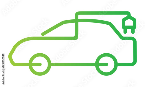 Electric car with plug icon symbol, EV car, Green hybrid vehicles charging point logo design Vector illustration