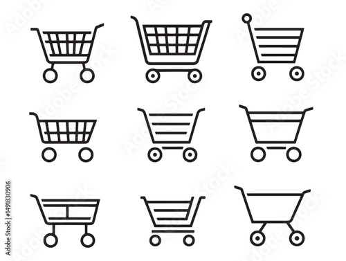 simple empty shopping cart line art for online shops