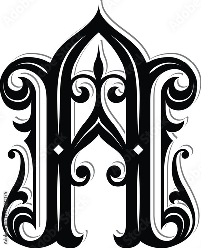 Letter A logo with Victorian vintage style pt. 1