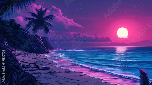 Tropical sunset beach scene